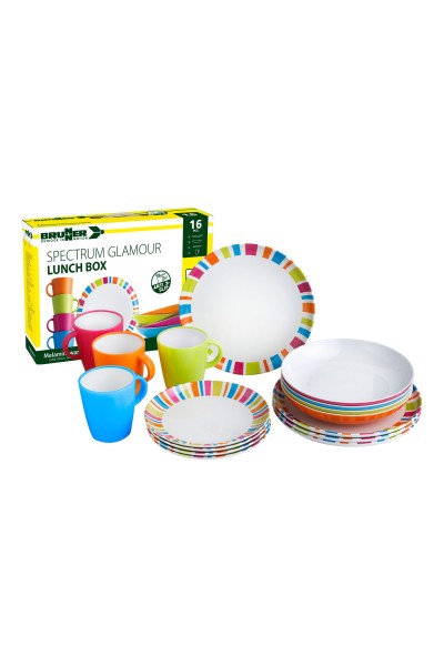 SET IN MELAMINA MODELLO SPECTRUM, ULTRA COLORATO, 16 PEZZI