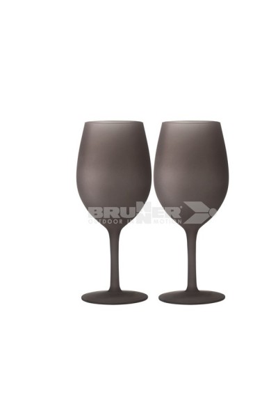 SET DI 2 CALICI VINO BIANCO SATINATI MARRONE SCURO