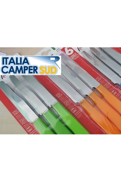 SET DI 6 COLTELLI INOX CON MANICO COLORATO