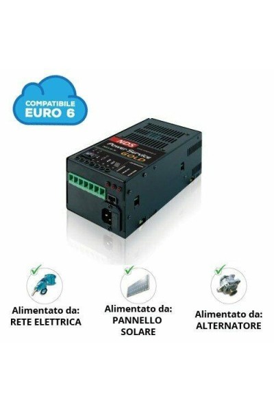 CARICA BATTERIA DC-DC 12 VOLTS 40 AMPERE DA ALTERNATORE+PANNELLO SOLARE + RETE 230V