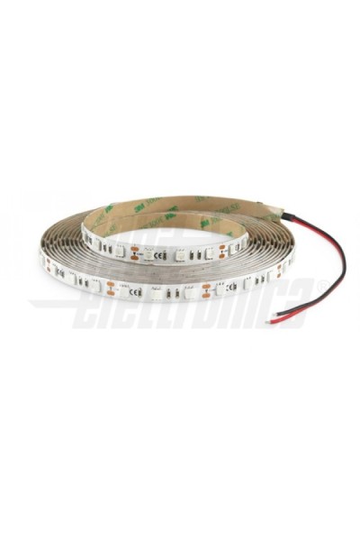 STRSCIA LEDS COLORE BLU DA 5 MT  60 LEDS PER METRO 12 VOLTS 14,4 W IP 65 RICOPERATA DI RESINA