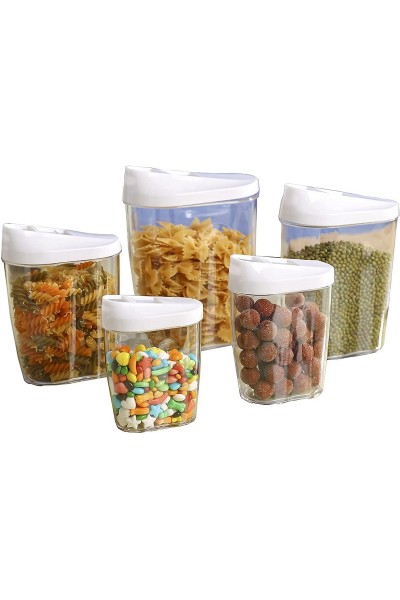 KIT DI 5 CONTENITORI PER ALIMENTI TRASPARENTE CON COPERCHIO