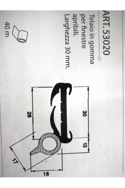 TELAIO IN GOMMA PER FINESTRE APRIBILI LARGHEZZA 30 MM