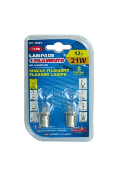 BLISTER 2 LAMPADE FILAMENTO SINGOLO 21 WATT 12V