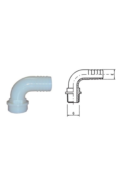 PORTAGOMMA CURVO FILETTATO 1   1/2 X 40 BIANCO