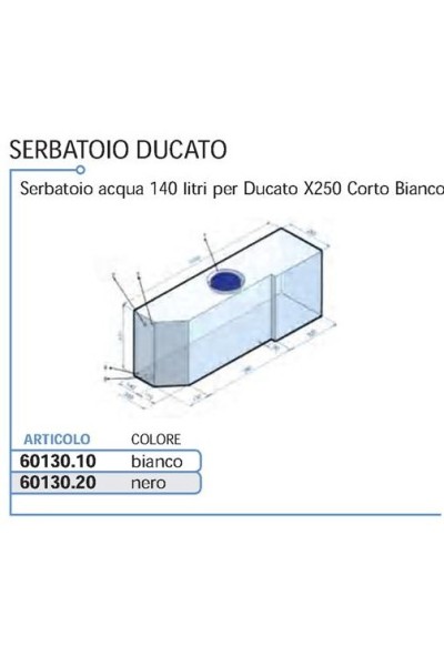 SERBATOIO ACQUA DUCATO PER TELAIO X250 DA 100 LITRI COLORE NERO