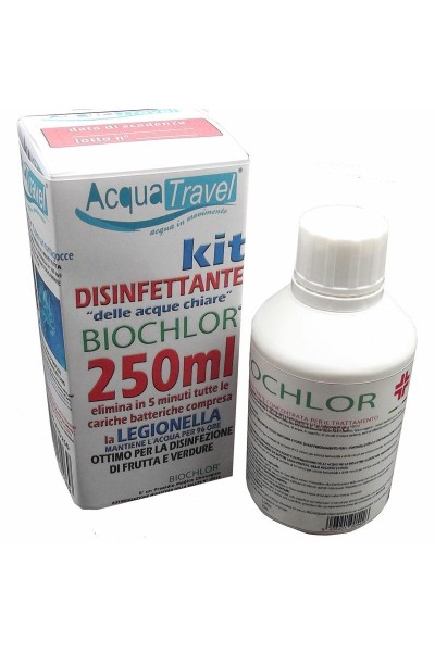 DISINFETTANTE PER LE ACQUE CHIARE BOTTIGLIA BIOCHLOR 250ML - ACQUATRAVEL