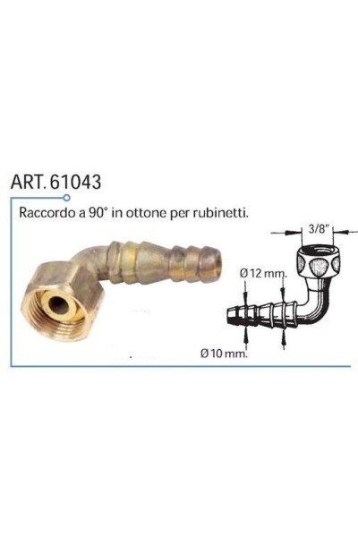 RACCORDO ACQUA A 90? IN OTTONE PER RUBINETTI