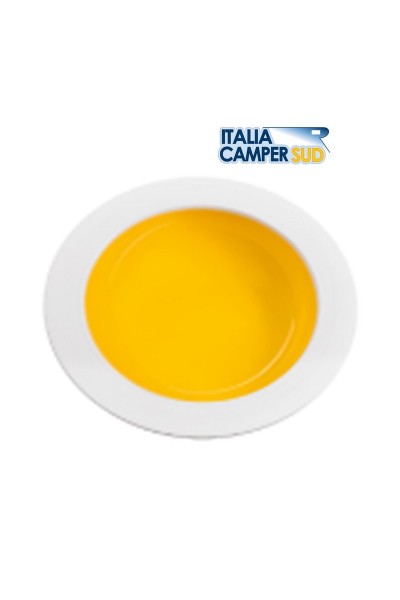 PIATTO FONDO GIALLO E BIANCO IN PLASTICA TERMOINDURENTE