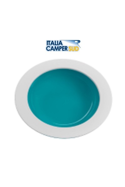 PIATTO FONDO AZZURRO POLVERE IN PLASTICA TERMOINDURENTE