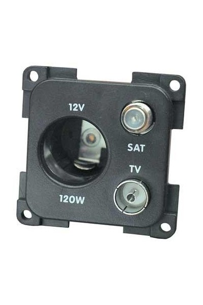 PRESA MP12ATVS CON ATTACCO 12V-TV-SAT GRIGIA