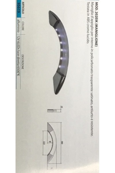 MANIGLIA DA INTERNO CON 6 LED INCORPORATI 12V