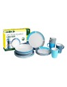 SET IN MELAMINA MODELLO SPECTRUM, COLORE BLU E TURCHESE 16 PEZZI CON ANTISLIP