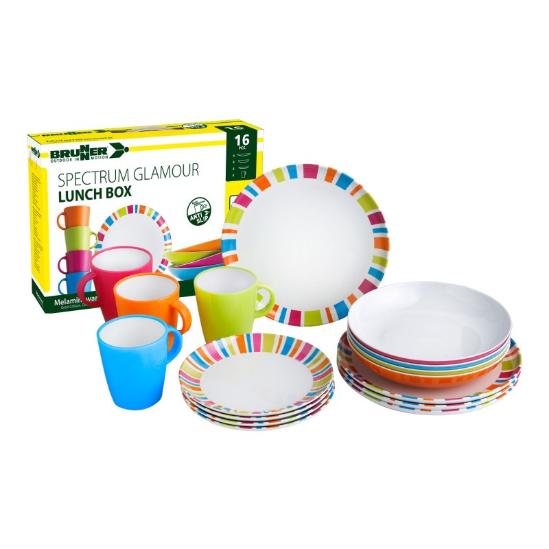 SET IN MELAMINA MODELLO SPECTRUM, ULTRA COLORATO, 16 PEZZI