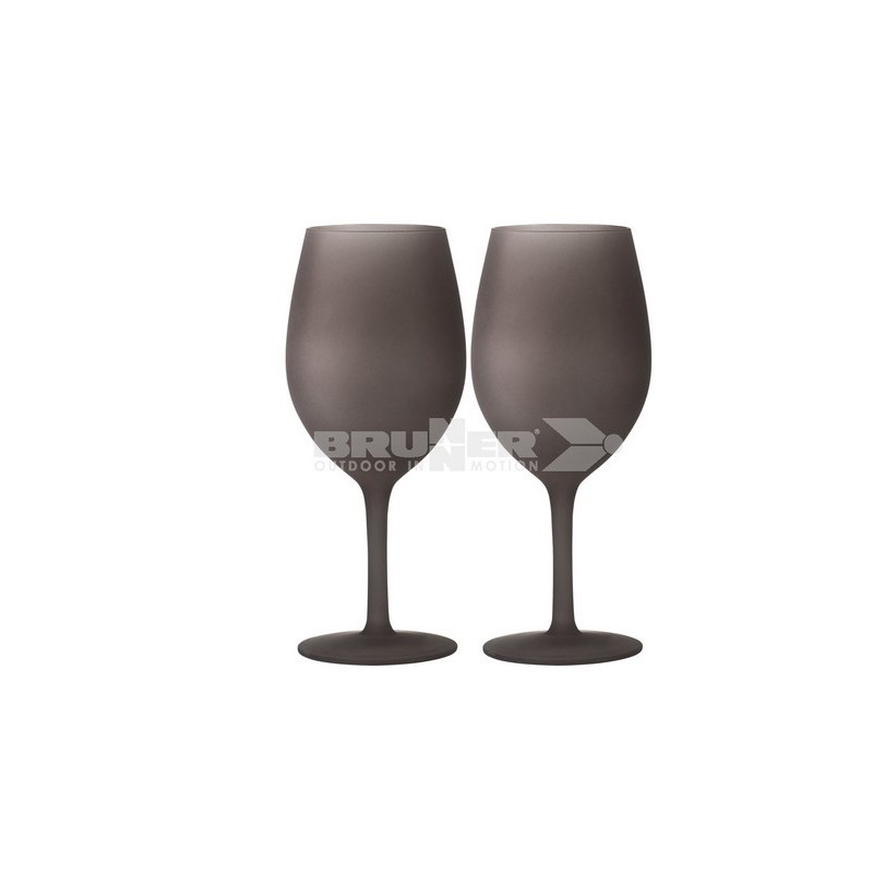 SET DI 2 CALICI VINO BIANCO SATINATI MARRONE SCURO