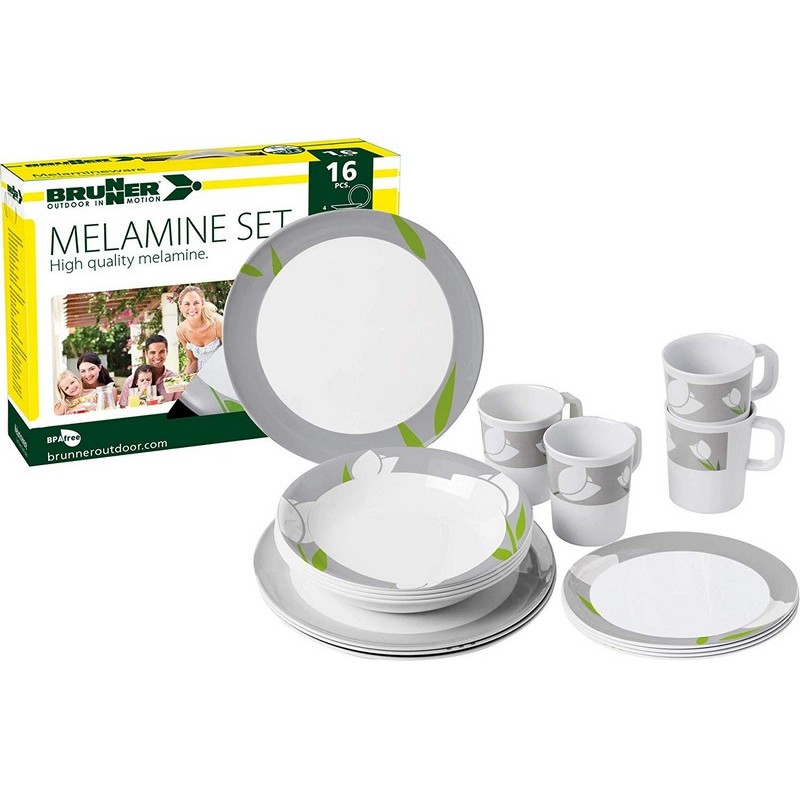 SET MELAMINA BRUNNER MODELLO TULIP VERDE DA 16 PEZZI